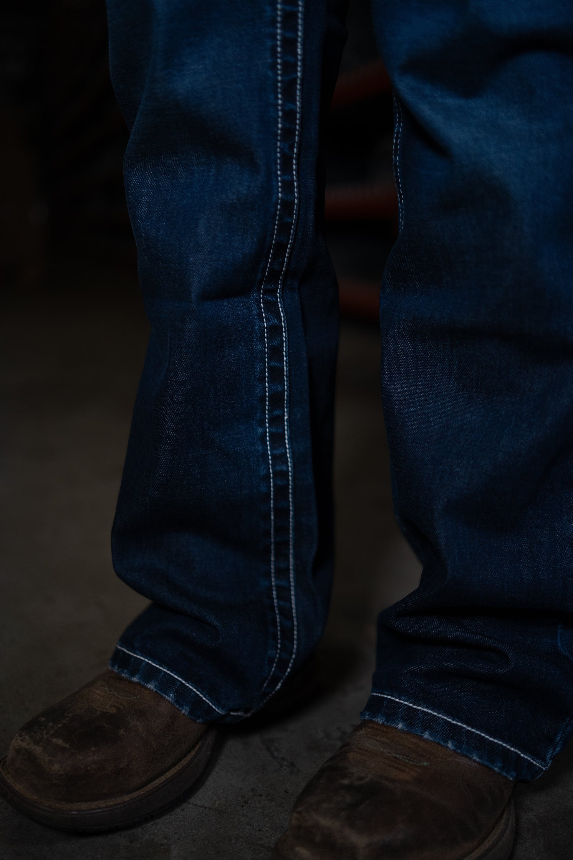 Womens FR high Waisted Jeans by Static FR, dark indigo denim with white contrast stitching on Tampa Home & Garden Store
