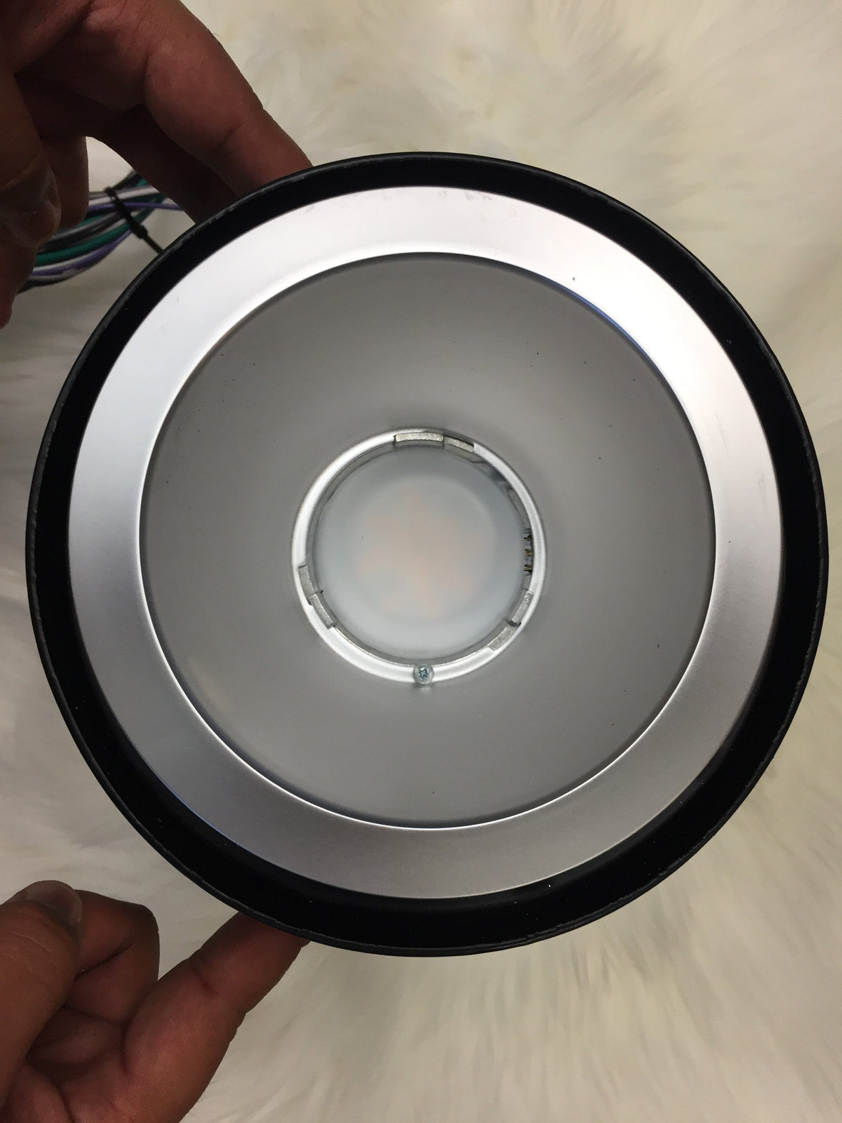 Vanessa Jane ceiling light fixture with LED module and metal reflector on Tampa Home & Garden Store