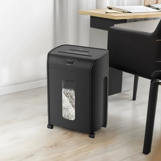 Paper Shredder Cross Cut 15 Sheets, VIP Digital Presence, black with top slot and window on Tampa Home & Garden Store