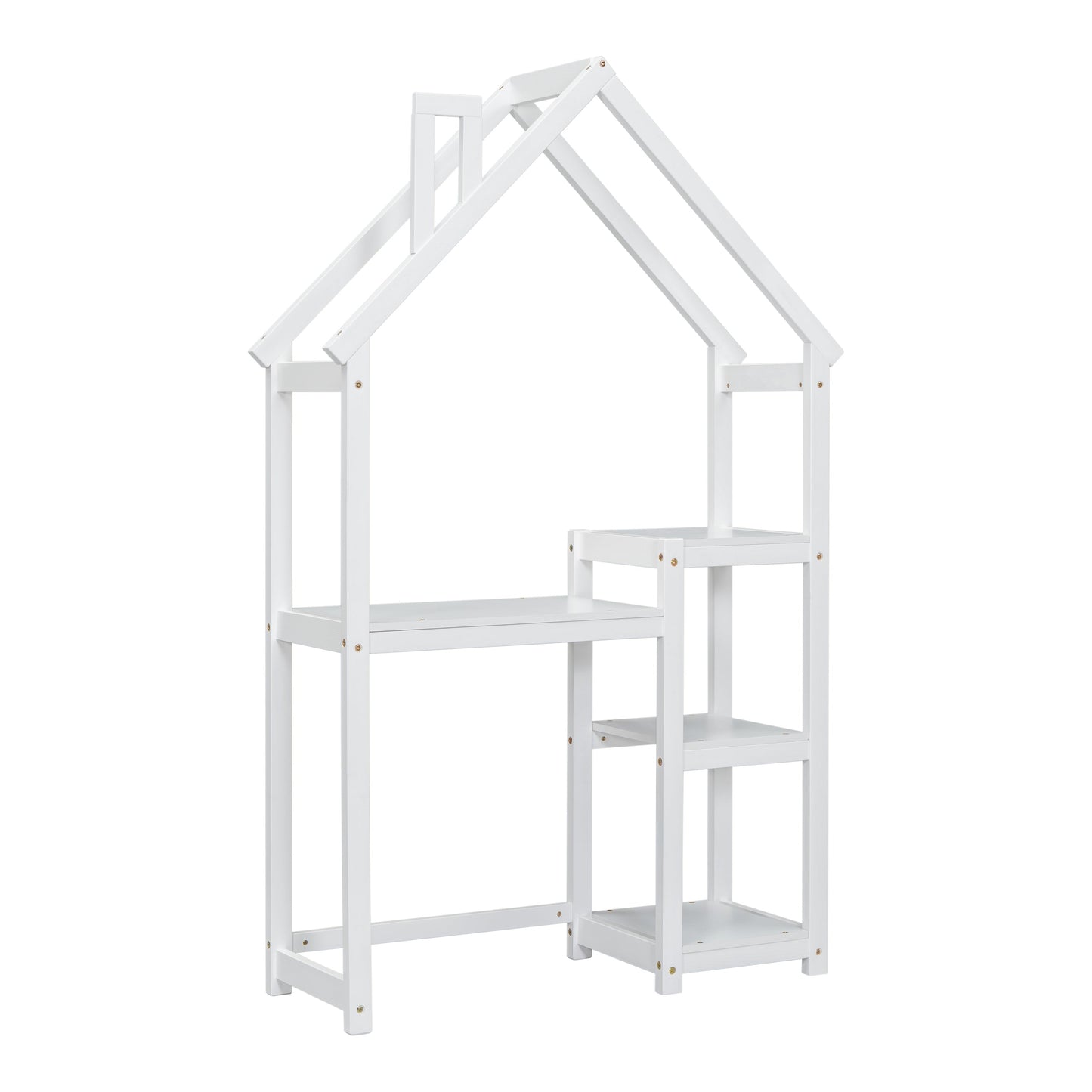 House-shaped Wooden writing Desk,Kids study Table,Bookshelf & Toy Storage,White - Tampa Home & Garden Store