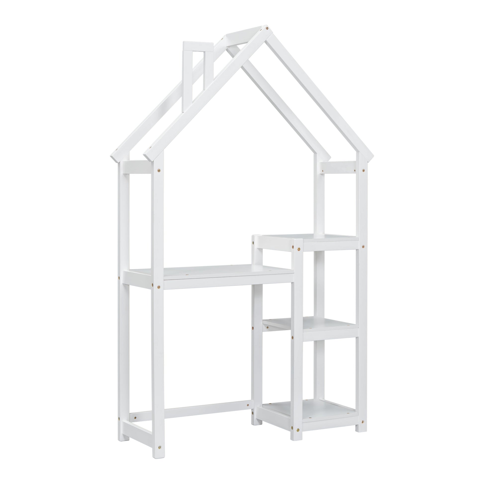 House-shaped Wooden writing Desk,Kids study Table,Bookshelf & Toy Storage,White - Tampa Home & Garden Store
