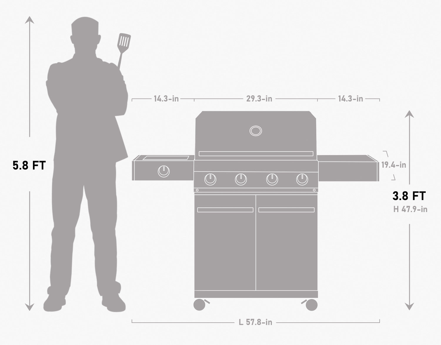 Eminence 425 6-burner propane grill Monument Grills with side shelves on Tampa Home & Garden Store