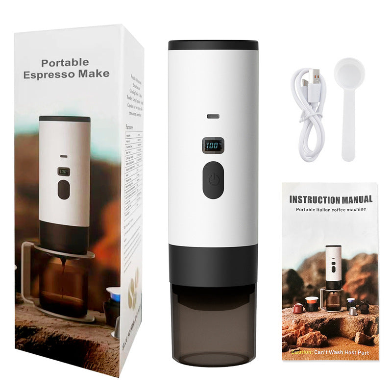 Portable Wireless 3-in-1 Espresso Maker, 7800mAh, Car/Home/Camping, Ground/Capsule Coffee. - Tampa Home & Garden Store