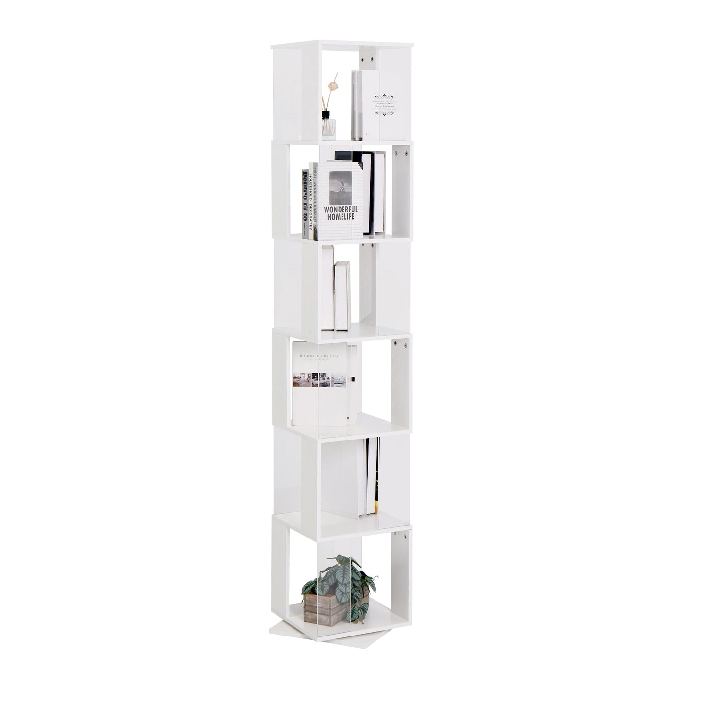 6-layer rotating acrylic board simple bookshelf, multi-functional creative bookshelf for students in the living room - Tampa Home & Garden Store