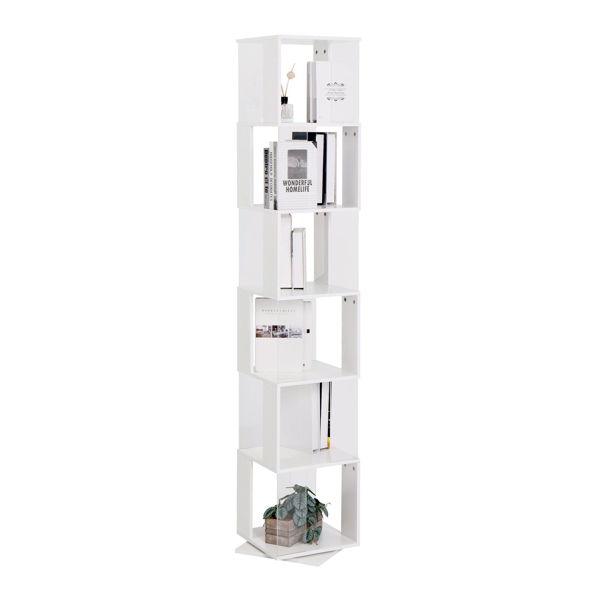 6-layer rotating acrylic board simple bookshelf, multi-functional creative bookshelf for students in the living room - Tampa Home & Garden Store