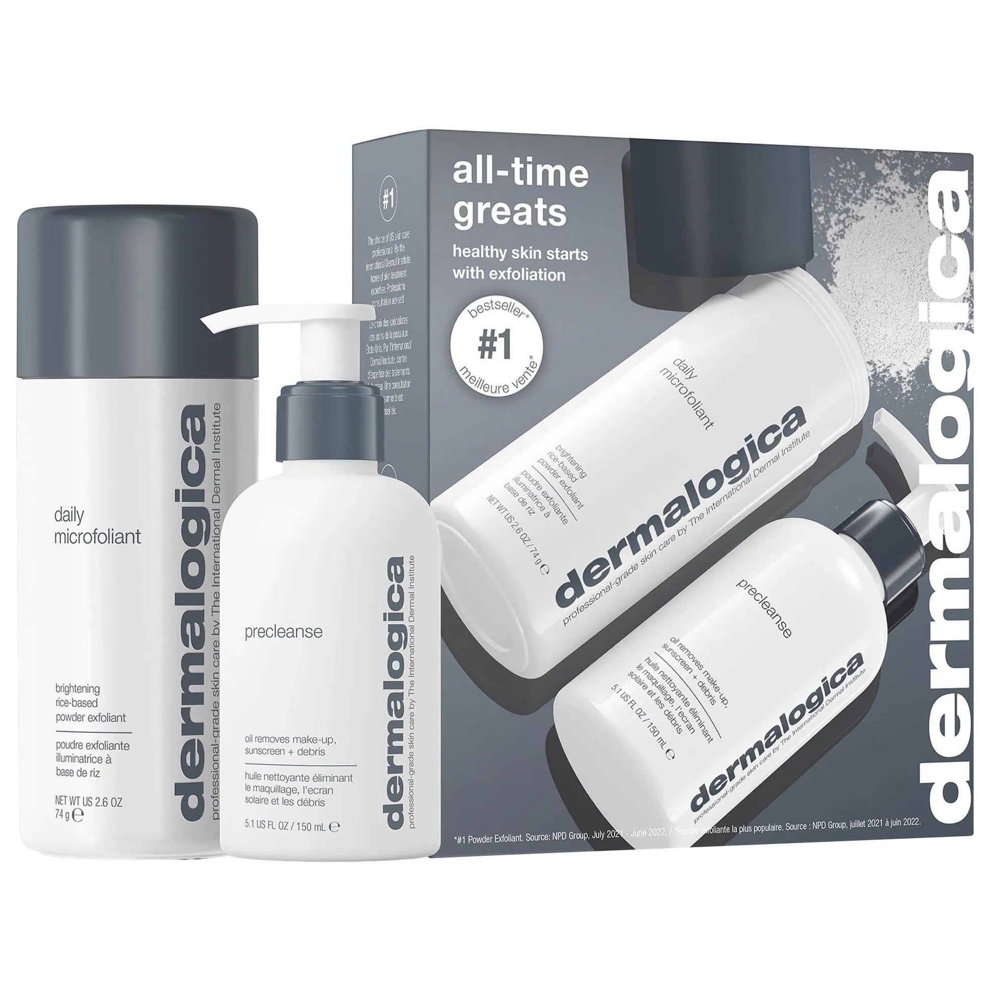 Dermalogica all-time greats skincare set with cleanser and exfoliant in gray packaging on Tampa Home & Garden Store