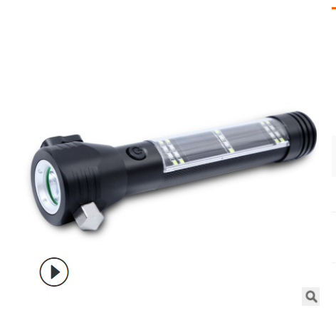 Lampe de poche LED solaire Marteau de sécurité multifonction Lampe torche Banque d'alimentation USB Aimant Outil de survie Lumière de secours