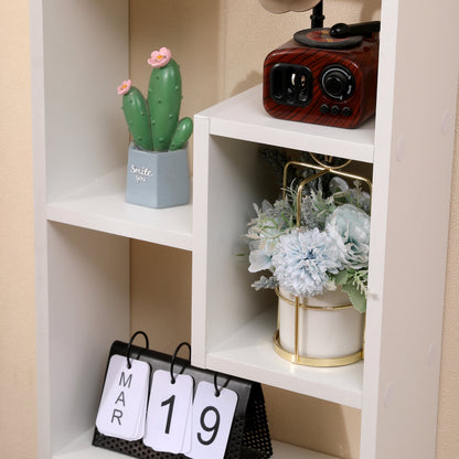 Bookshelf, Freestanding Wood Open Bookcase with 5 Cubes, with 2 keyhole hangers, Home Office Décor Rectangular Storage - Tampa Home & Garden Store
