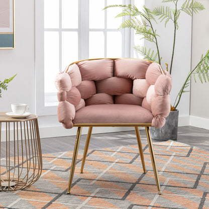 Luxury modern simple leisure velvet single sofa chair bedroom stool manicure table back chair pink set of 2