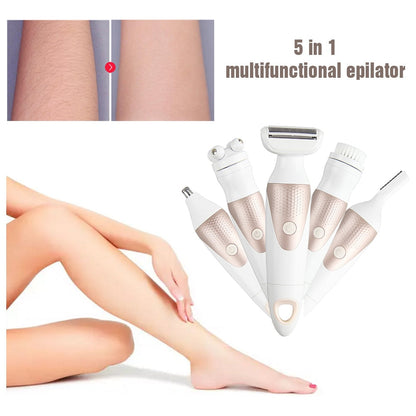 5 In 1 Electric Shaver Waterproof Razor Shaving Machine Women Hair Leg Bikini Depilation Trimmer Depilatory Hair Remover - Tampa Home & Garden Store