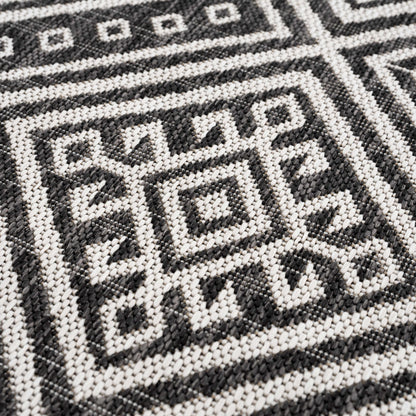 Frankville Black&White All Over Performance Outdoor Rug woven pattern Boutique Rugs on Tampa Home & Garden Store