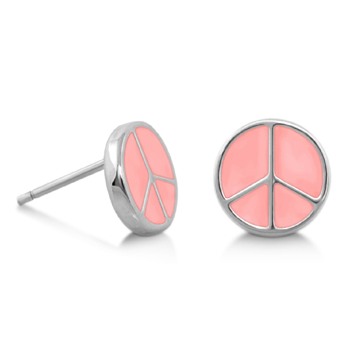 Peaceful Kids Earrings pink peace symbol stud with silver-tone setting by Lauren G Adams on Tampa Home & Garden Store