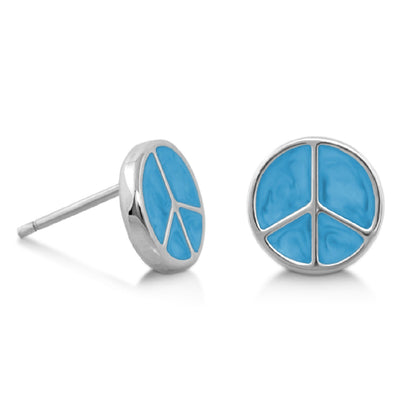 Peaceful Kids Earring by Lauren G Adams turquoise peace symbol in silver setting on Tampa Home & Garden Store