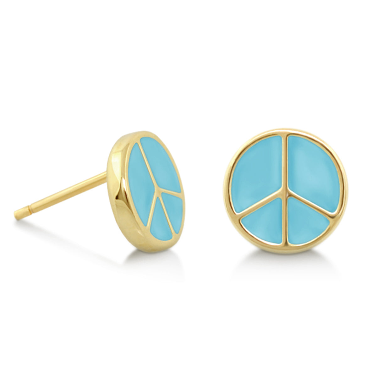 Peaceful Kids Earring: gold-tone stud with turquoise peace sign, Lauren G Adams on Tampa Home & Garden Store