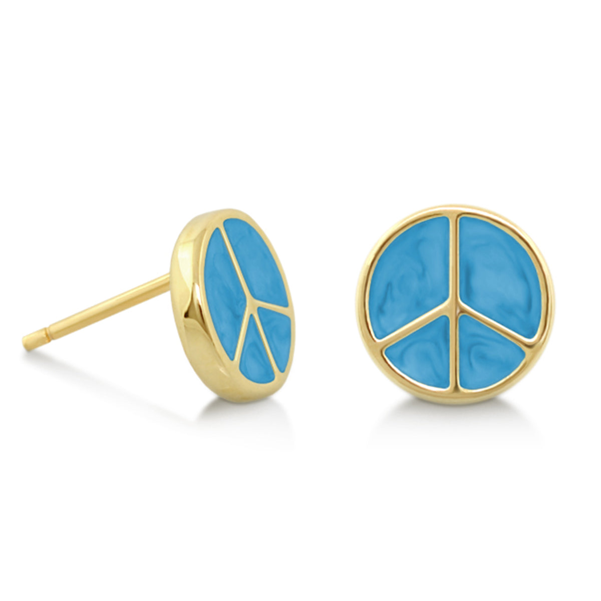 Peaceful Kids Earring girl's blue peace sign with gold-tone setting Lauren G Adams on Tampa Home & Garden Store