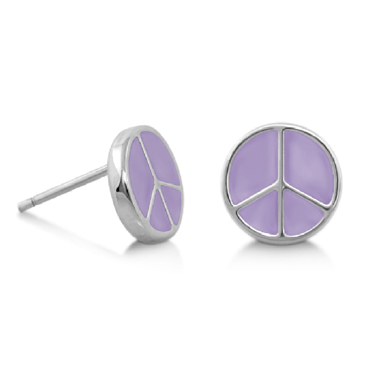 Peaceful Kids Earring lavender peace symbol stud with silver setting by Lauren G Adams on Tampa Home & Garden Store