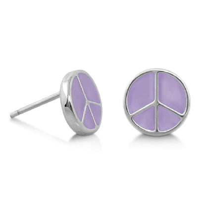 Peaceful Kids Earring lavender peace symbol stud with silver setting by Lauren G Adams on Tampa Home & Garden Store