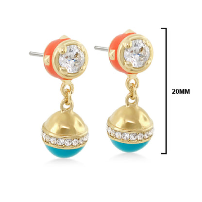 Flower Girl Daisy Earrings Bell Drop gold-tone coral top crystal bead drop 20mm Lauren G Adams on Tampa Home & Garden Store