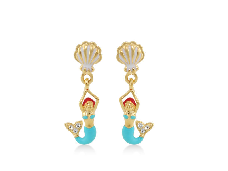 Under the Sea Blue Enamel Dangle Earrings