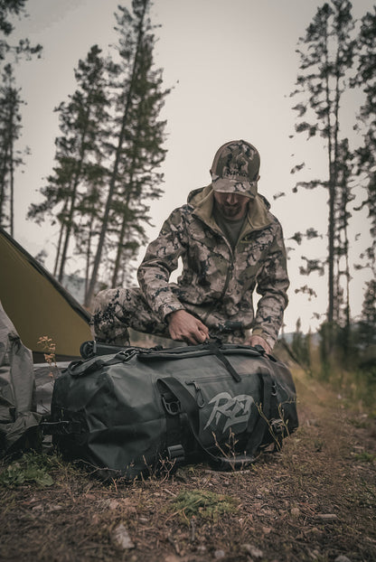 Ridge Bag Medium Outdoor Duffel in dark green camouflage nylon with rugged straps on Tampa Home & Garden Store