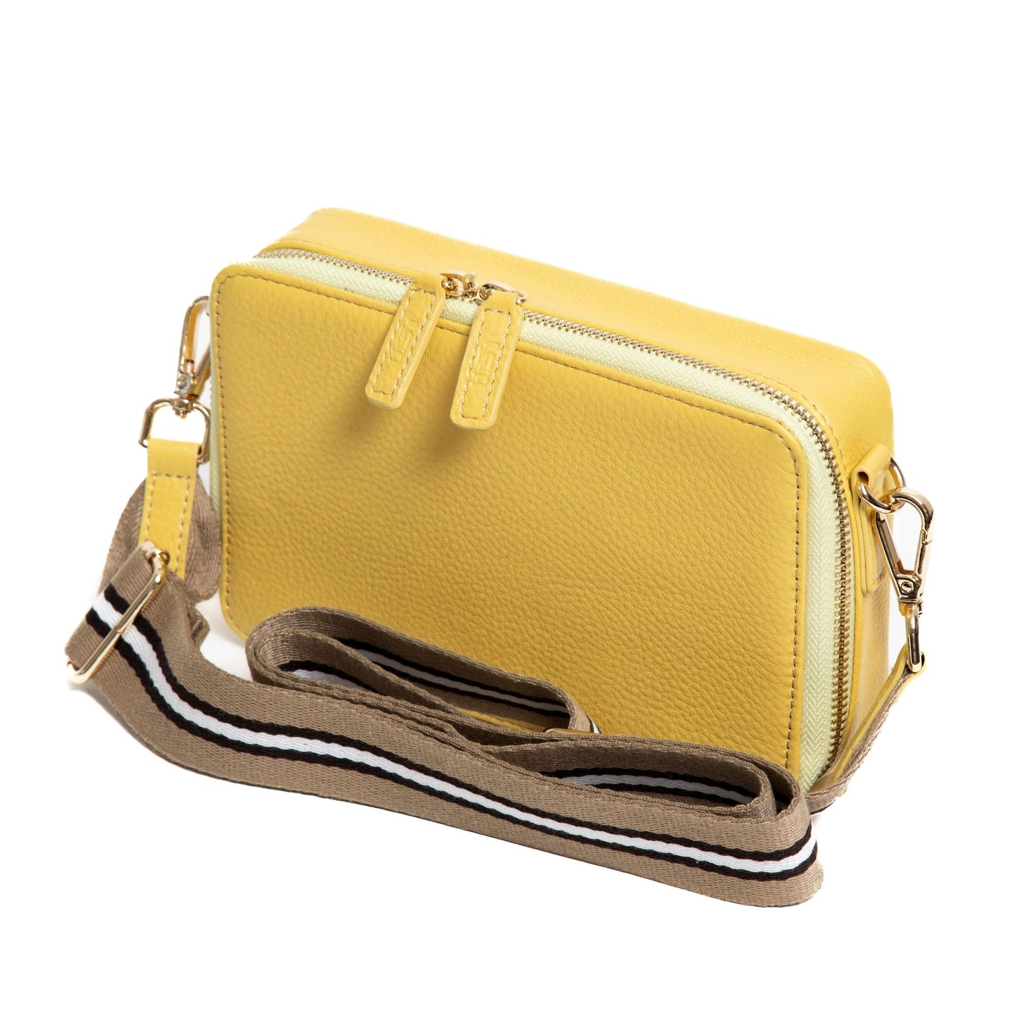 Sophia Full Grain Leather Single Zipper Crossbody