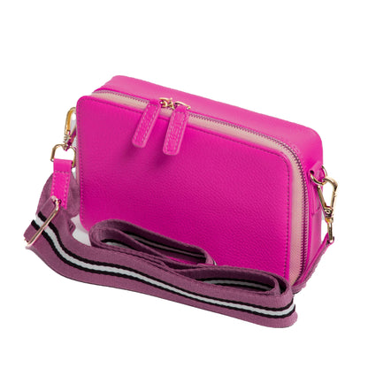 Sophia Full Grain Leather Single Zipper Crossbody