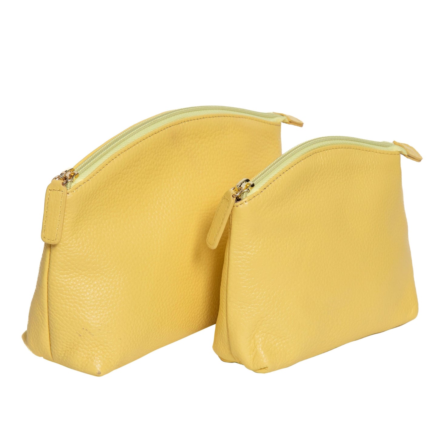 Sophia full-grain leather storage set yellow zip pouches, 2-piece on Tampa Home & Garden Store