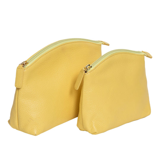 Sophia full-grain leather storage set yellow zip pouches, 2-piece on Tampa Home & Garden Store