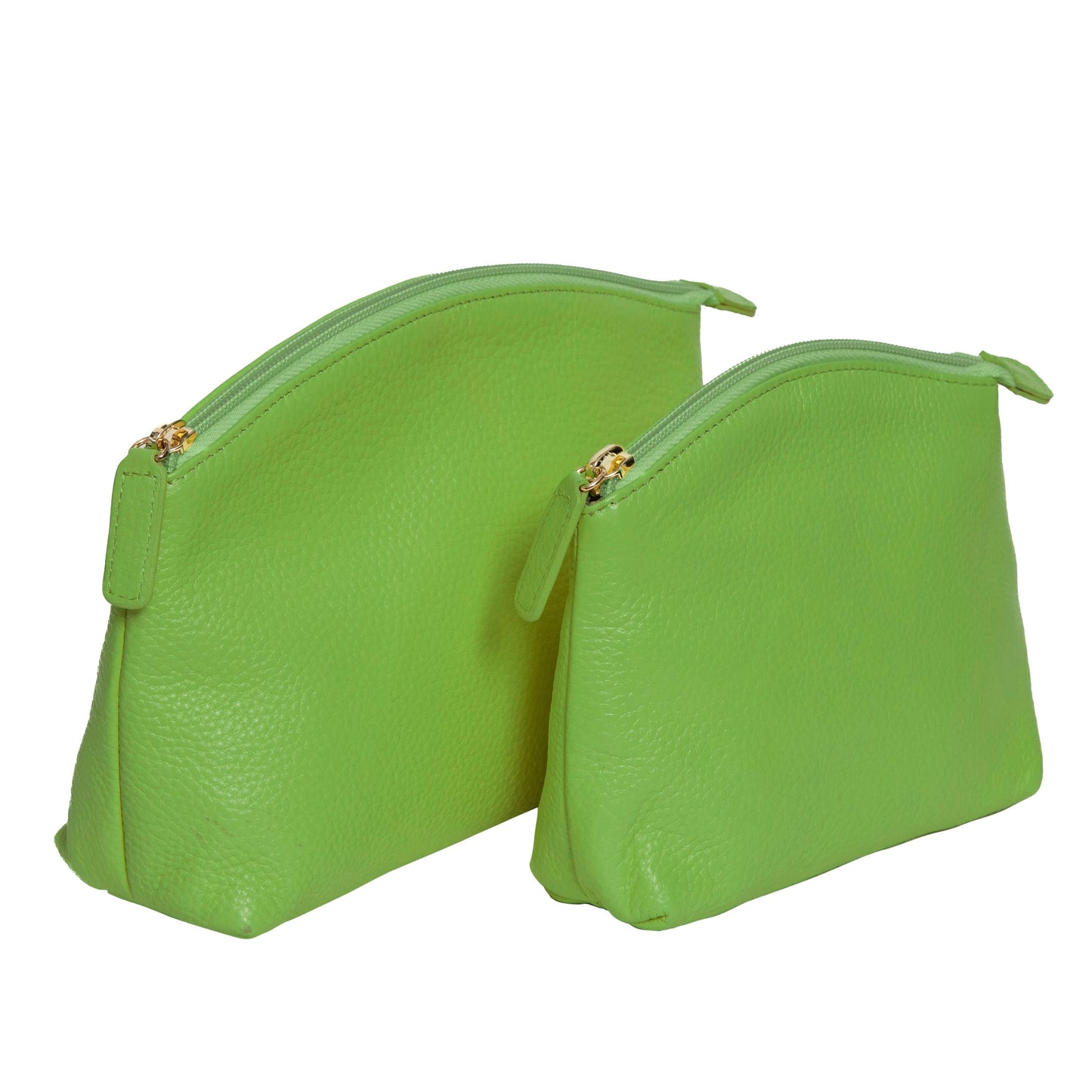 Sophia full grain leather storage set 2-piece lime green bags with zippers MiamiLeathers.com on Tampa Home & Garden Store