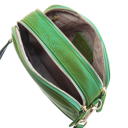 Sophia Double Zipper Leather Crossbody