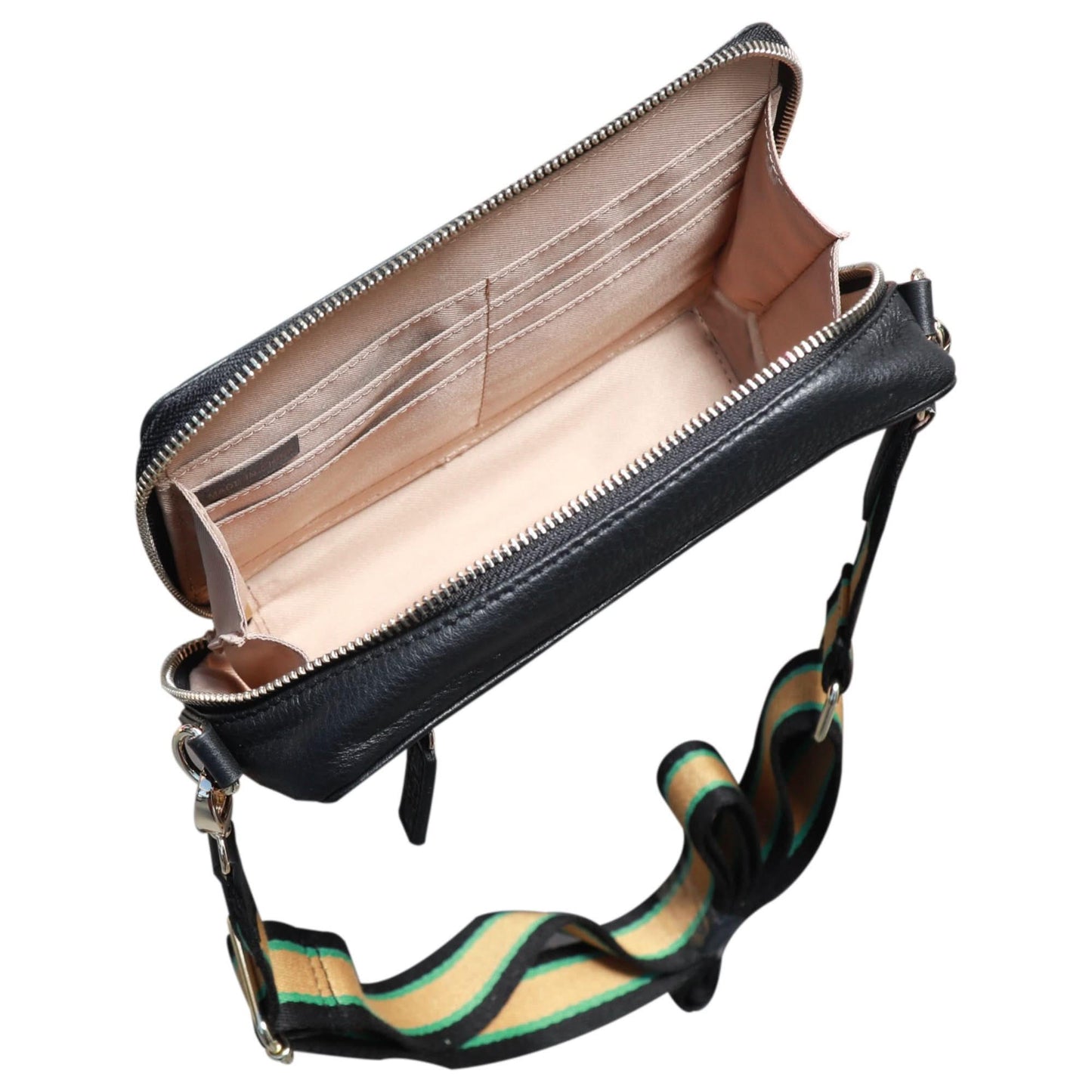Sophia Full Grain Leather Single Zipper Crossbody