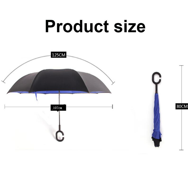 C Handle Windproof Reverse Folding Umbrella Man Women Sun Rain Car Inverted Umbrellas - Tampa Home & Garden Store