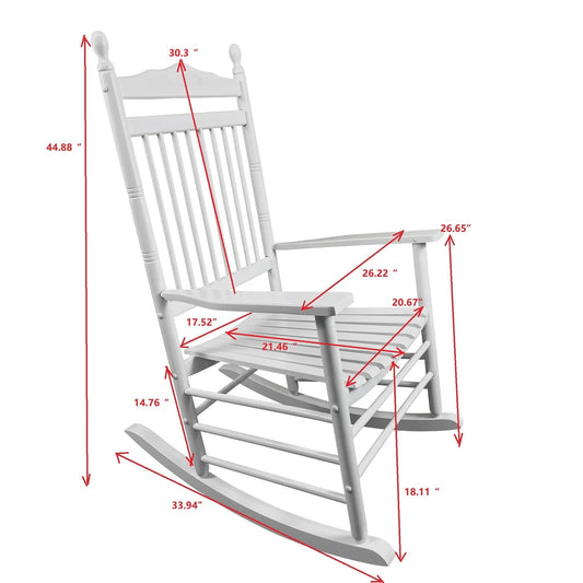 White balcony porch rocking chair with slatted back and curved rockers VIP Digital Presence on Tampa Home & Garden Store