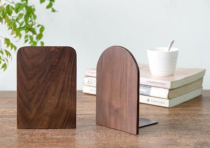 Solid beech wood book end natural wood walnut bookend home storage bookshelf decor bookstop natural wood crafts - Tampa Home & Garden Store
