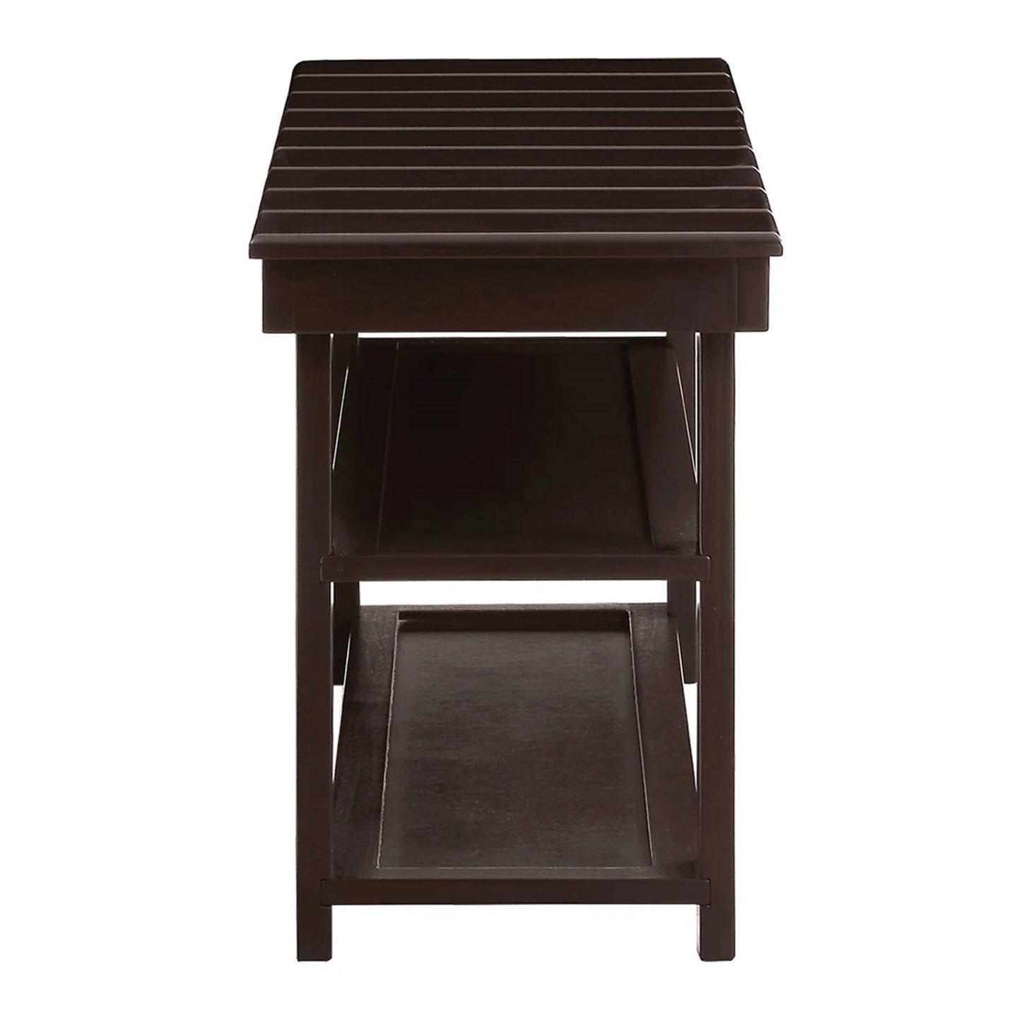 Banco zapatero de almacenamiento de 2 estantes de madera color espresso para recibidor o armario