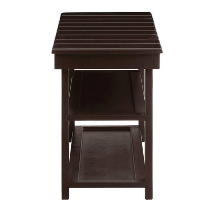 Banco zapatero de almacenamiento de 2 estantes de madera color espresso para recibidor o armario