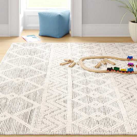 8-ft. x 10-ft. Hand Woven Wool Blend Grey Beige Ivory Persian Style Area Rug - Tampa Home & Garden Store