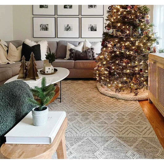 8-ft. x 10-ft. Hand Woven Wool Blend Grey Beige Ivory Persian Style Area Rug - Tampa Home & Garden Store