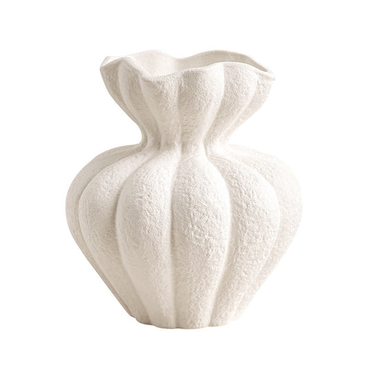 Wabi Sabi Vase White Ornament Living Room Desktop Home Vintage Art Decorative Flower Utensils - Tampa Home & Garden Store