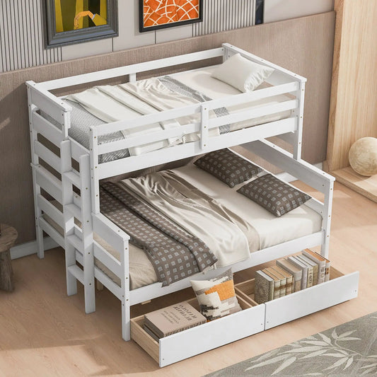 Wood twin over full bunk bed in white with 2 drawers by VIP Digital Presence on Tampa Home & Garden Store