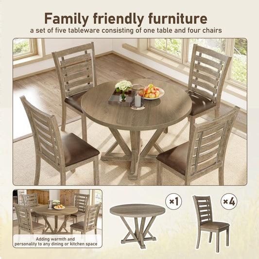 Set of 2 modern farmhouse dining chairs in weathered gray wood with slatted backs on Tampa Home & Garden Store