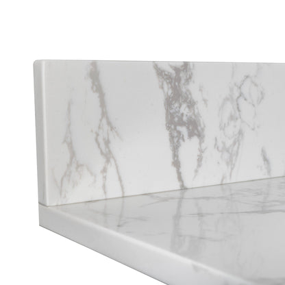 Montary 43x22 bathroom vanity top Carrara white engineered stone with back splash on Tampa Home & Garden Store