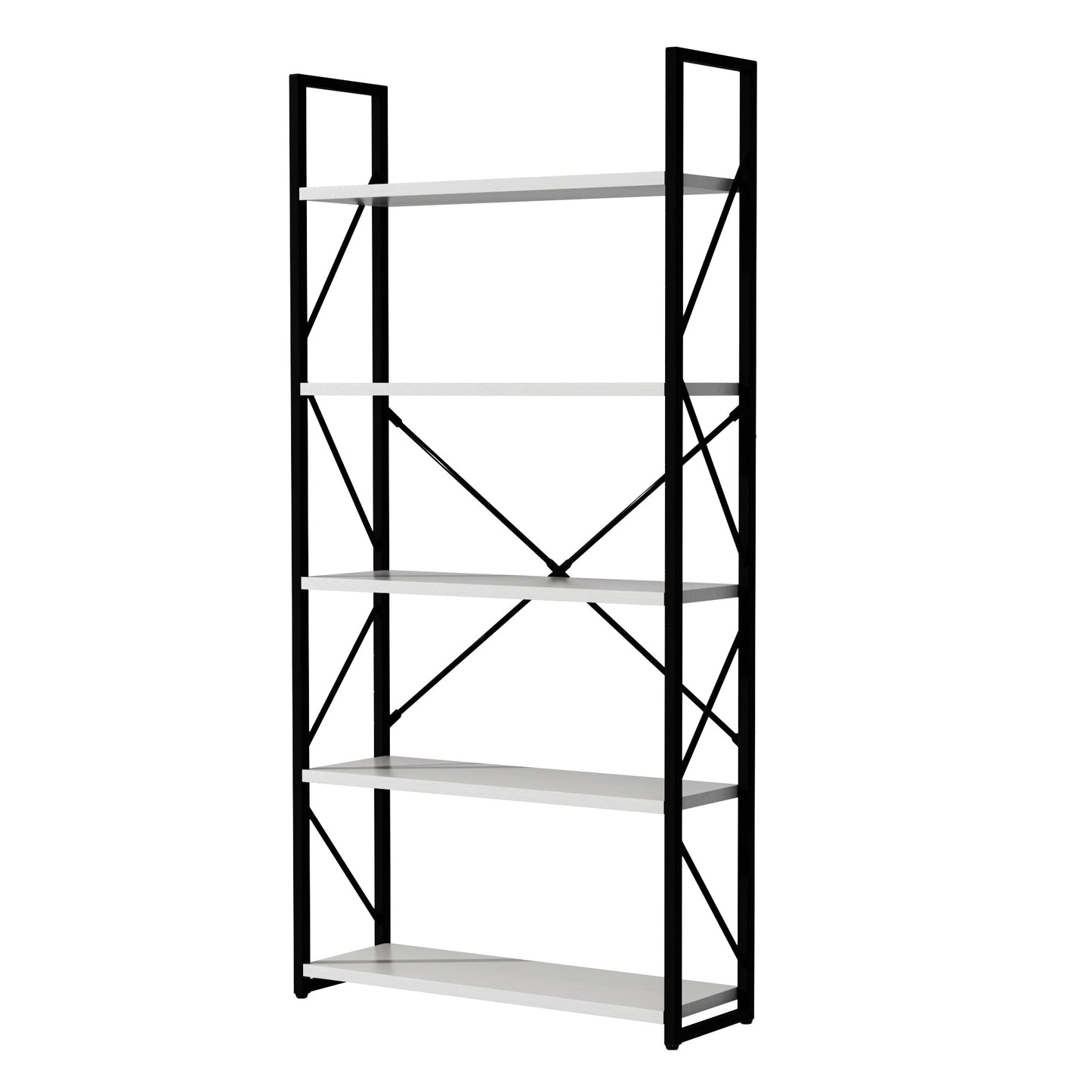 5-Tier Bookshelf, Freestanding White Book Shelf Modern Minimalist Open Display Storage Book Shelves Standing Shelving Unit White - Tampa Home & Garden Store