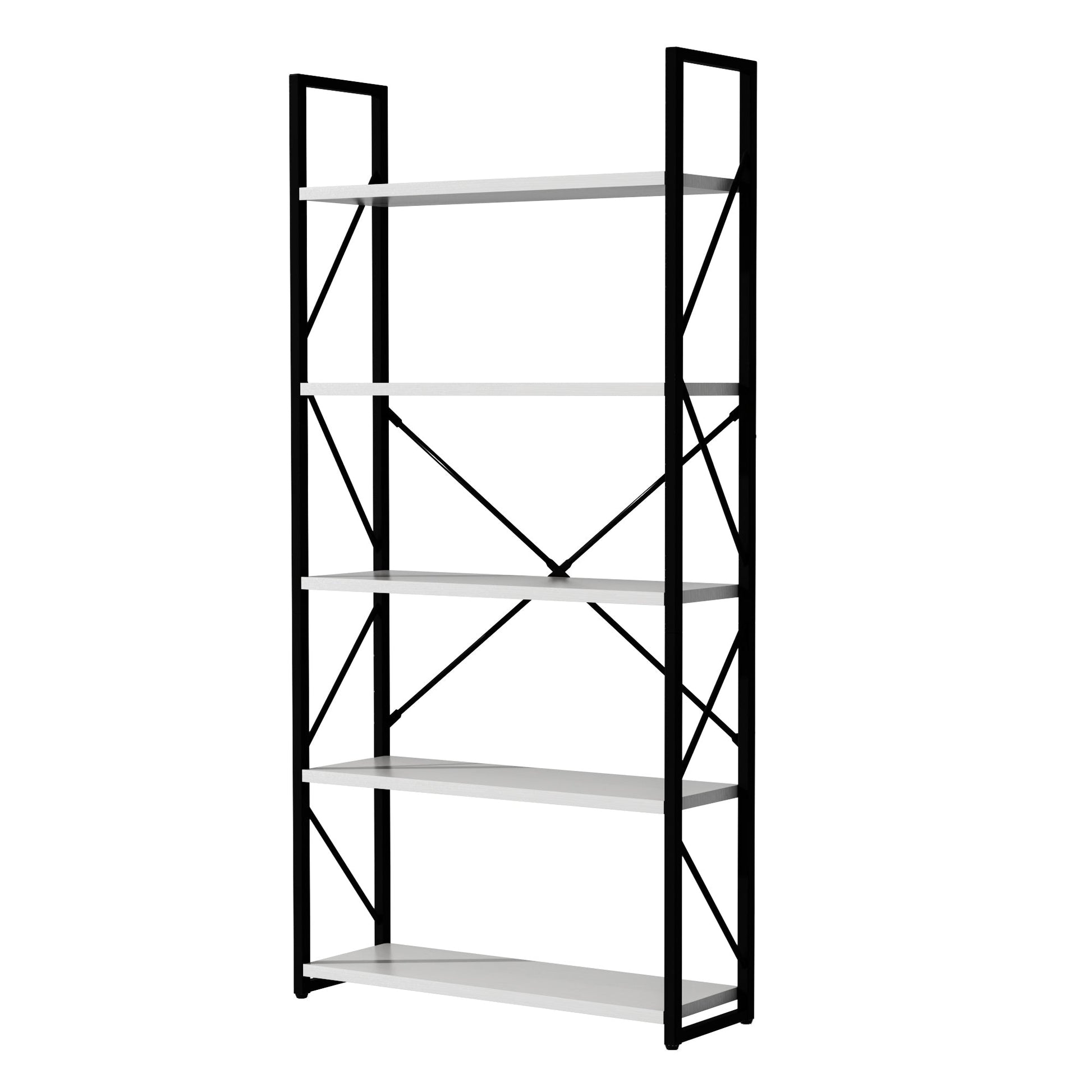 5-Tier Bookshelf, Freestanding White Book Shelf Modern Minimalist Open Display Storage Book Shelves Standing Shelving Unit White - Tampa Home & Garden Store