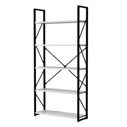 5-Tier Bookshelf, Freestanding White Book Shelf Modern Minimalist Open Display Storage Book Shelves Standing Shelving Unit White - Tampa Home & Garden Store