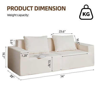 No Installation&Convertible Living room foam sofa chair Loveseat Twin Size with Armrests Removable and Machine Washable Cover - Tampa Home & Garden Store