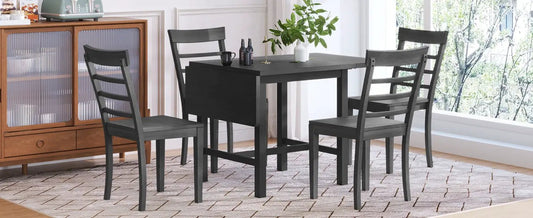 Topmax 5-Piece Wood Dining Table Set with four ladderback chairs in dark charcoal on Tampa Home & Garden Store