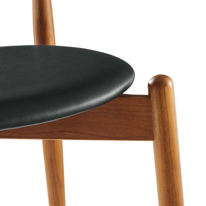 Stalwart Dining Side Chair by Modway, black faux-leather seat with warm wood frame on Tampa Home & Garden Store