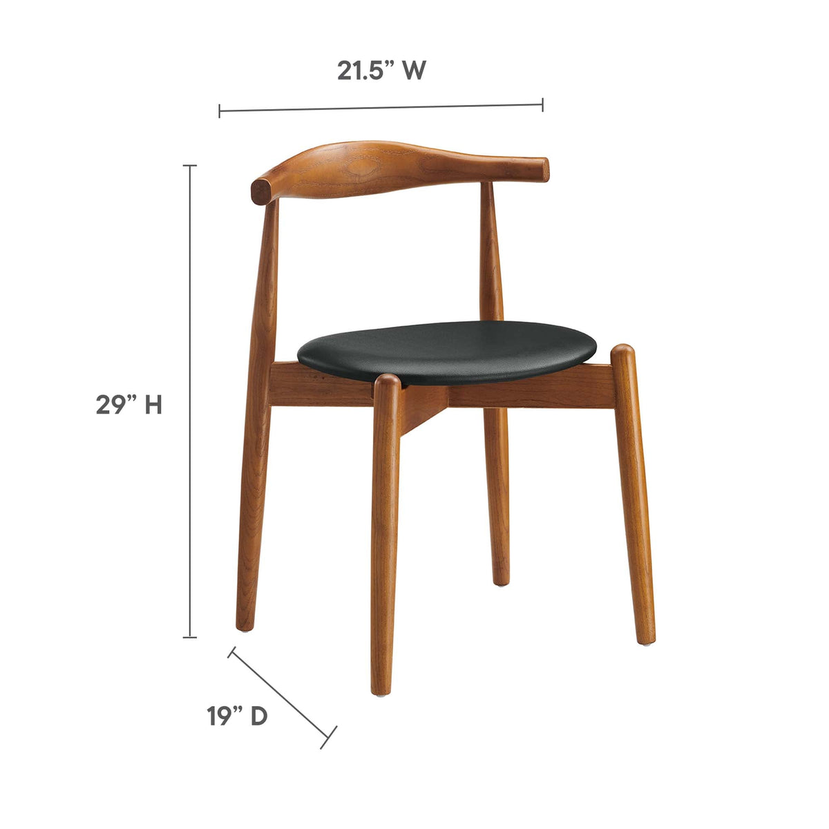 Stalwart Dining Side Chair, brown wood with black seat on Tampa Home & Garden Store