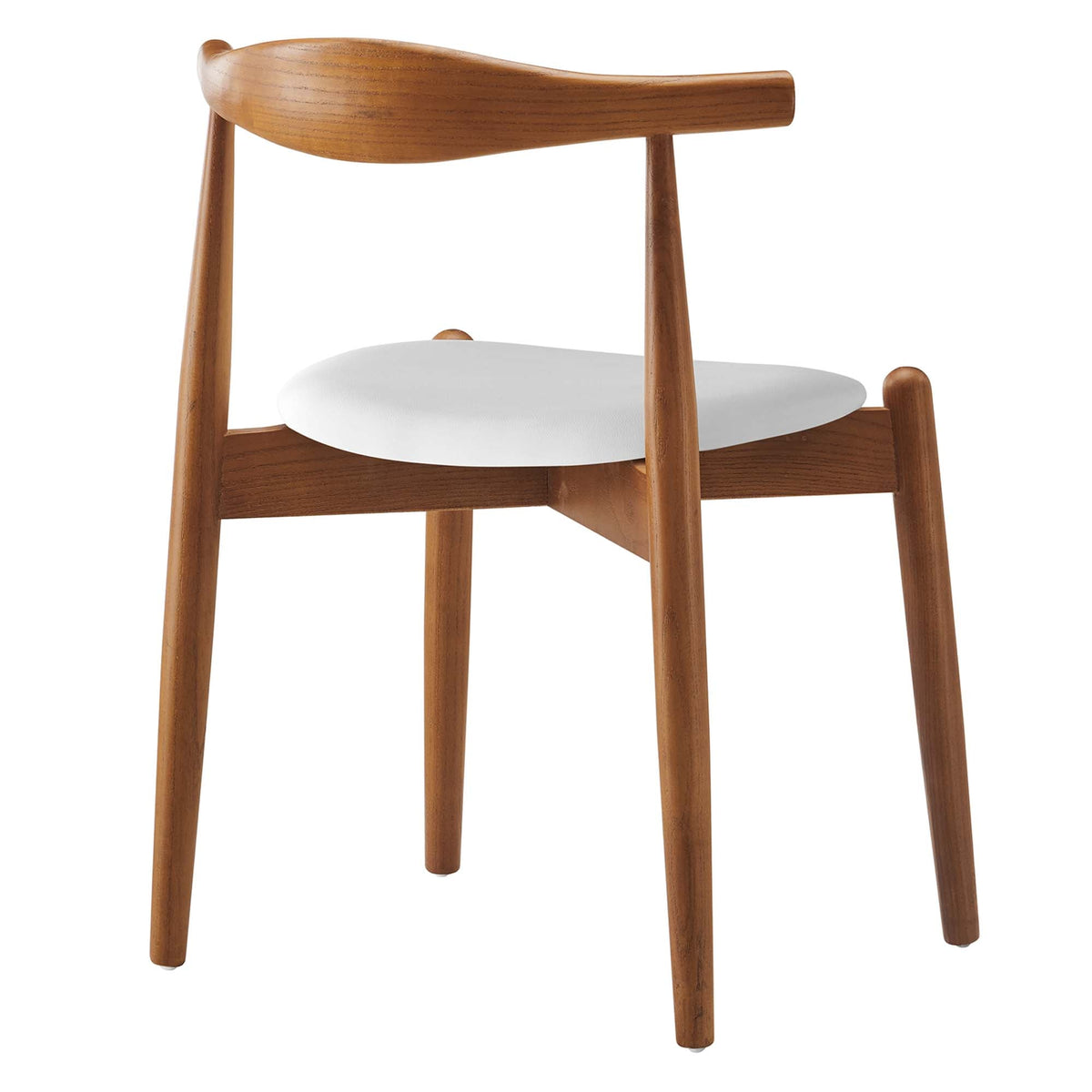 Stalwart dining chair with curved wood backrest, natural wood finish and white upholstered seat on Tampa Home & Garden Store